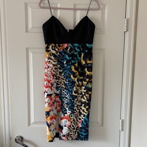 NICHOLAS Silk Bonded Bra Floral Cocktail Dress Size 6